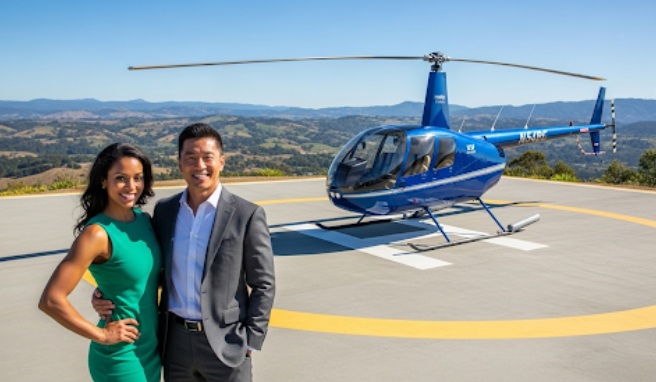 Sugar Daddy em heliponto. Conexões de alto nível no VIP Sugar.